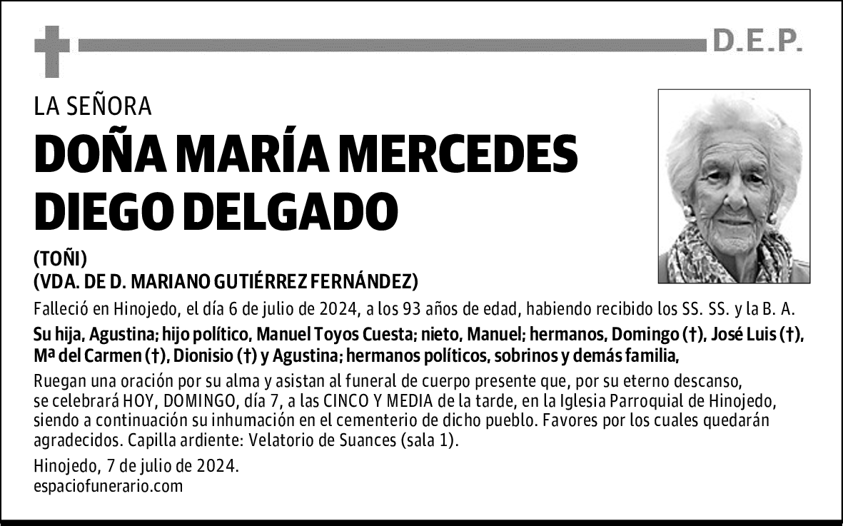 DOÑA MARÍA MERCEDES DIEGO DELGADO