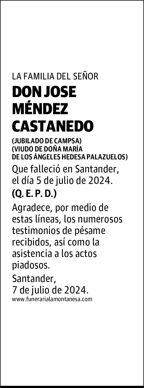 DON JOSE MÉNDEZ CASTANEDO