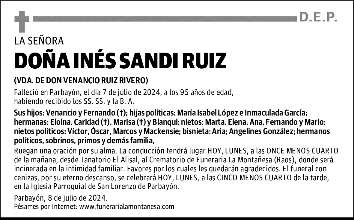 DOÑA INÉS SANDI RUIZ