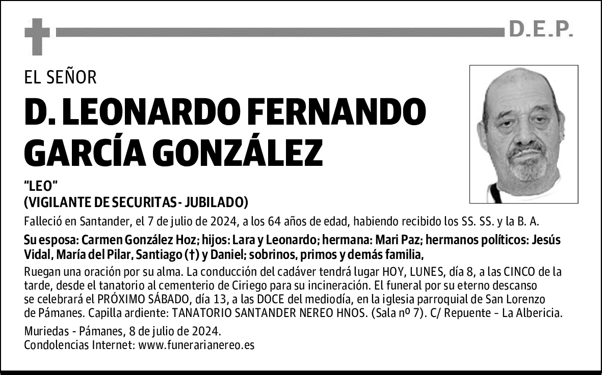 DON LEONARDO FERNANDO GARCÍA GONZÁLEZ