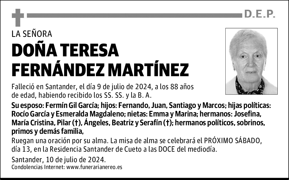 DOÑA TERESA FERNÁNDEZ MARTÍNEZ