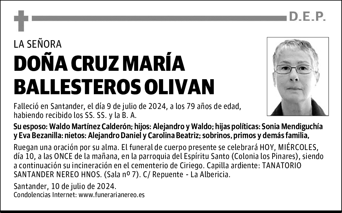 DOÑA CRUZ MARÍA BALLESTEROS OLIVAN