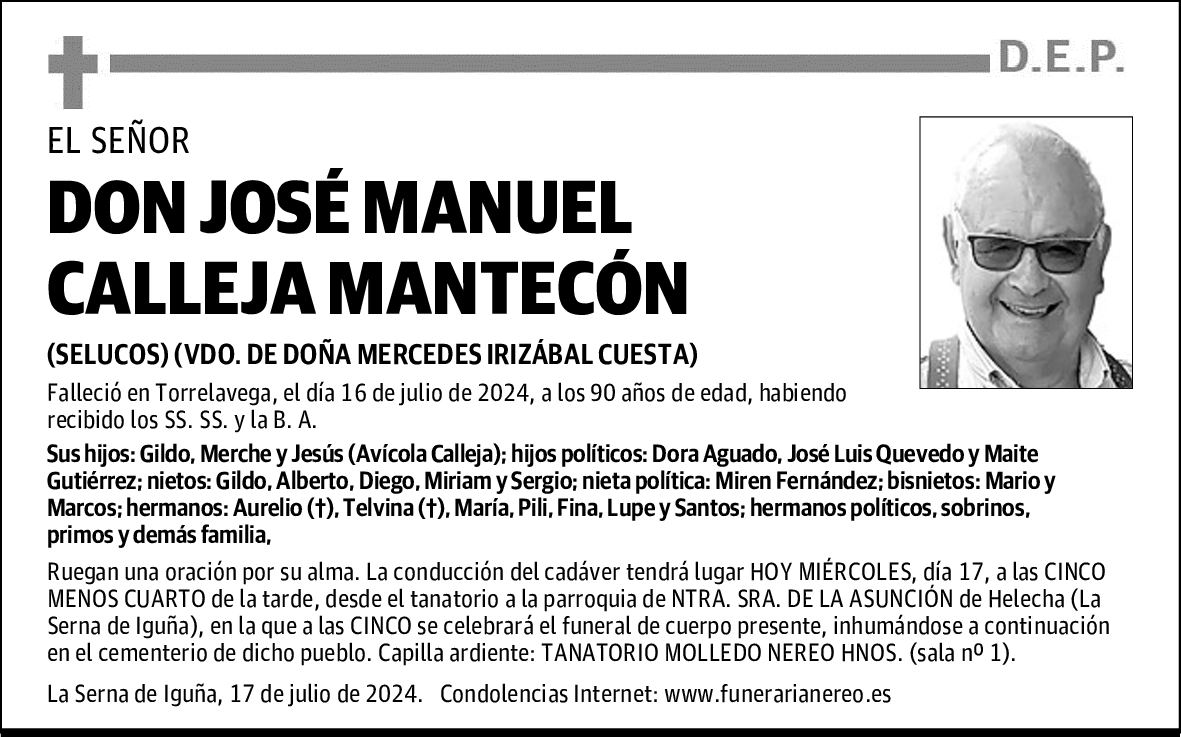 DON JOSÉ MANUEL CALLEJA MANTECÓN