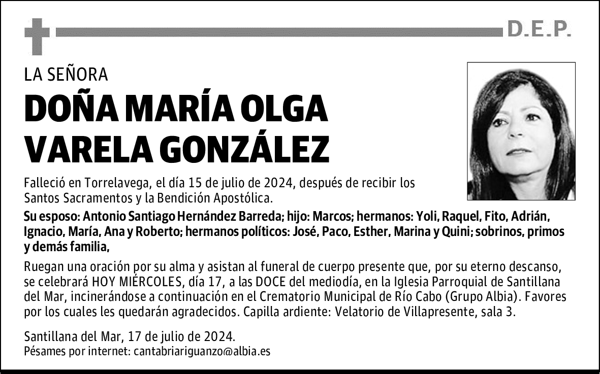 DOÑA MARÍA OLGA VARELA GONZÁLEZ