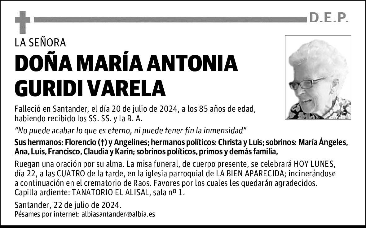 DOÑA MARÍA ANTONIA GURIDI VARELA