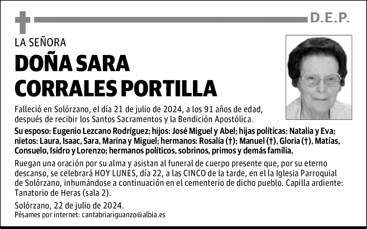 DOÑA SARA CORRALES PORTILLA