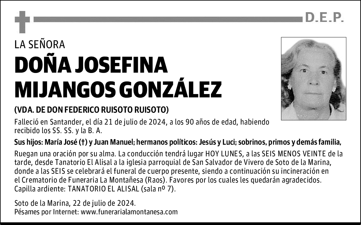 DOÑA JOSEFINA MIJANGOS GONZÁLEZ
