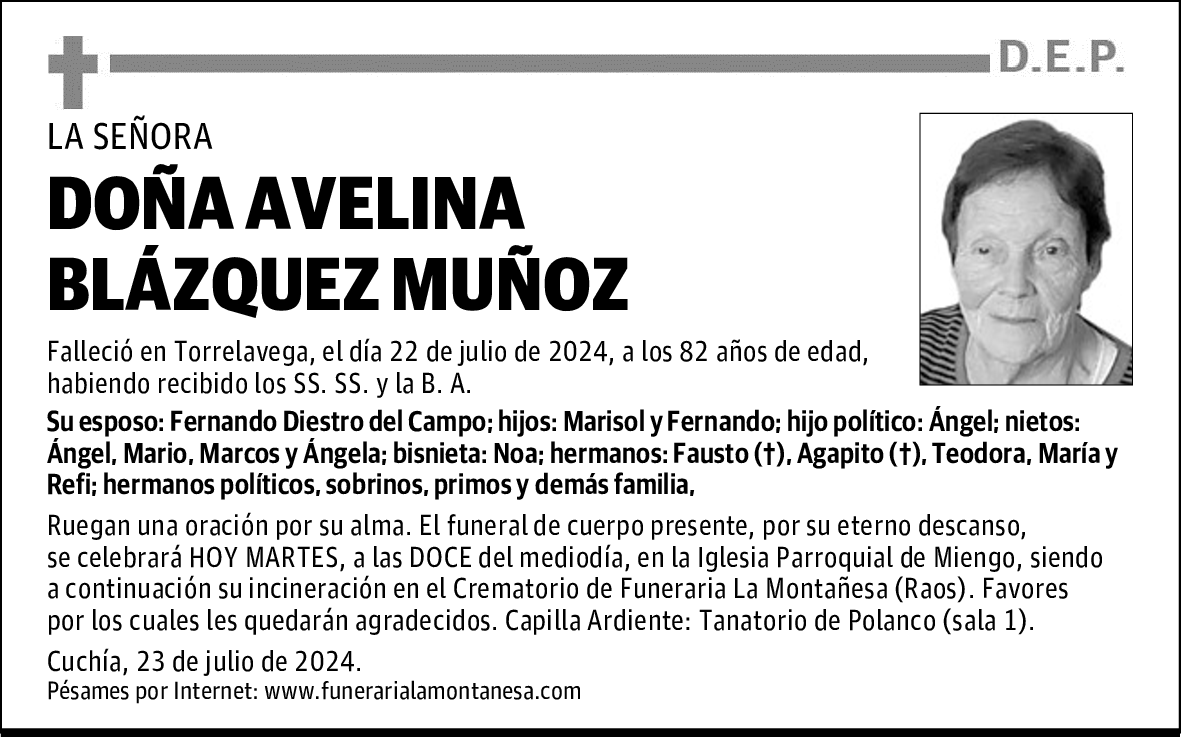 DOÑA AVELINA BLÁZQUEZ MUÑOZ