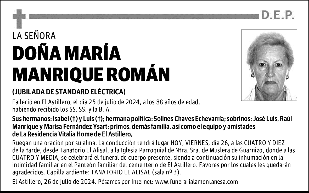 DOÑA MARÍA MANRIQUE ROMÁN