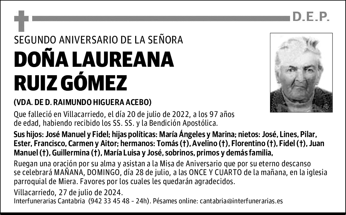 DOÑA LAUREANA RUIZ GÓMEZ