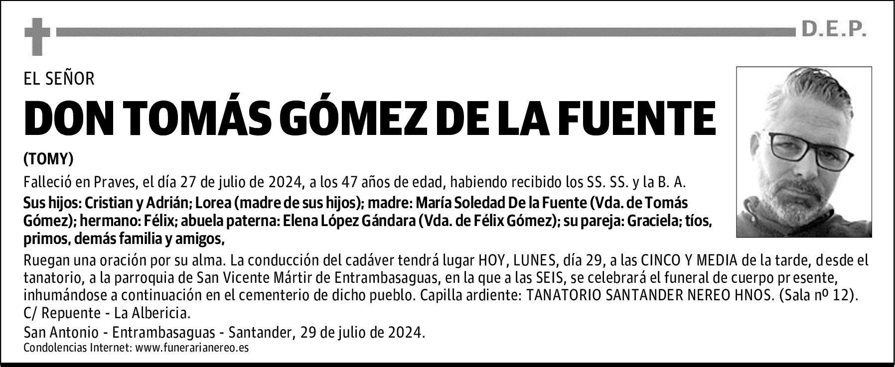DON TOMÁS GÓMEZ DE LA FUENTE