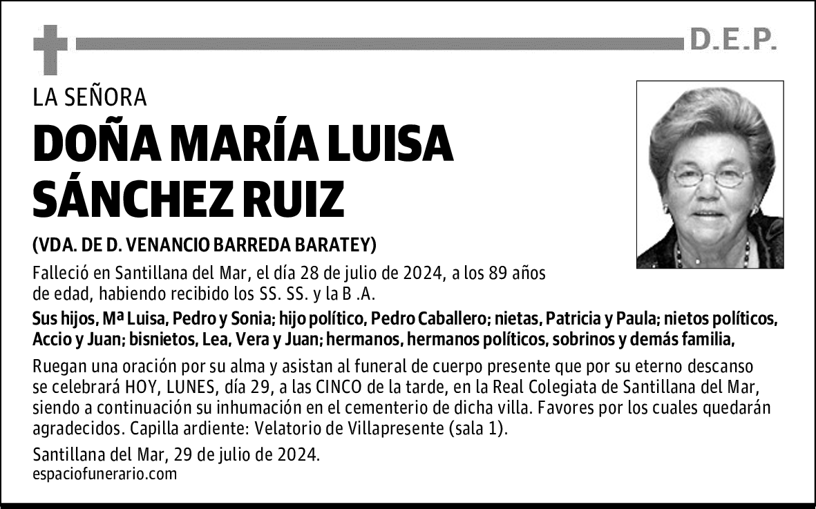 DOÑA MARÍA LUISA SÁNCHEZ RUIZ