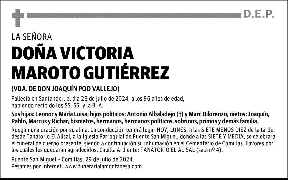 DOÑA VICTORIA MAROTO GUTIÉRREZ