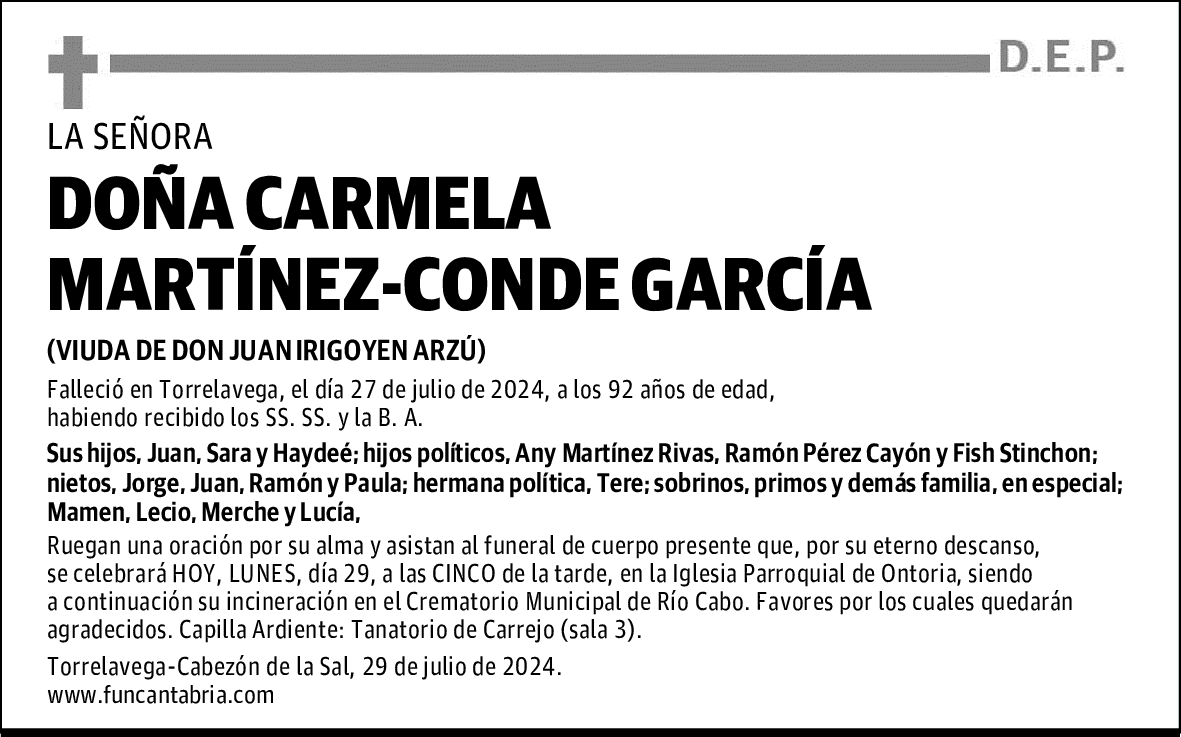 DOÑA CARMELA MARTÍNEZ-CONDE GARCÍA