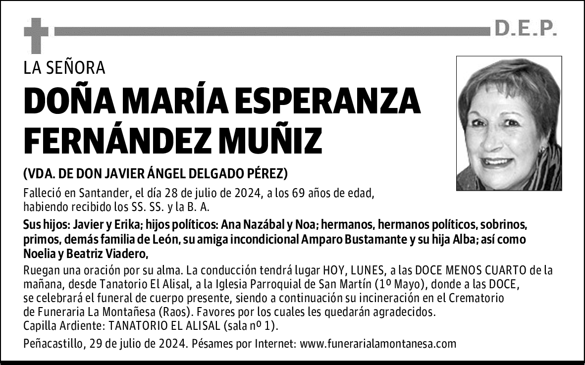 DOÑA MARÍA ESPERANZA FERNÁNDEZ MUÑIZ