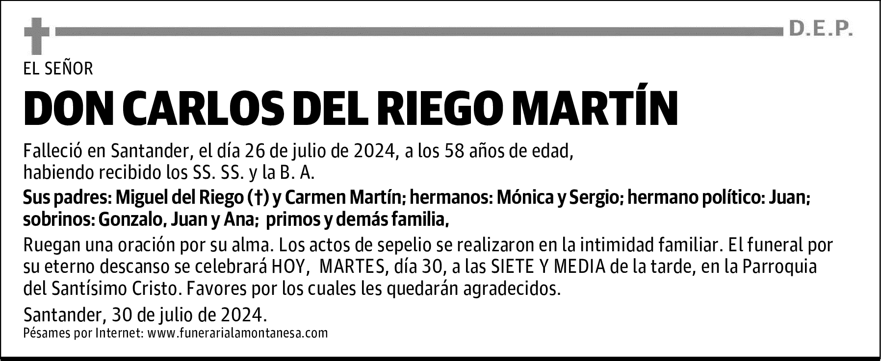 DON CARLOS DEL RIEGO MARTÍN