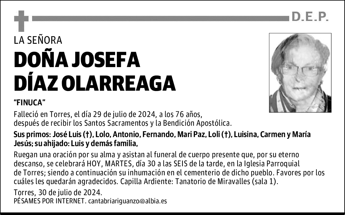 DOÑA JOSEFA DÍAZ OLARREAGA