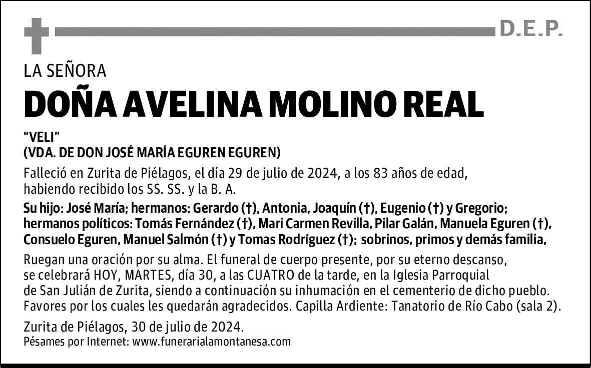DOÑA AVELINA MOLINO REAL