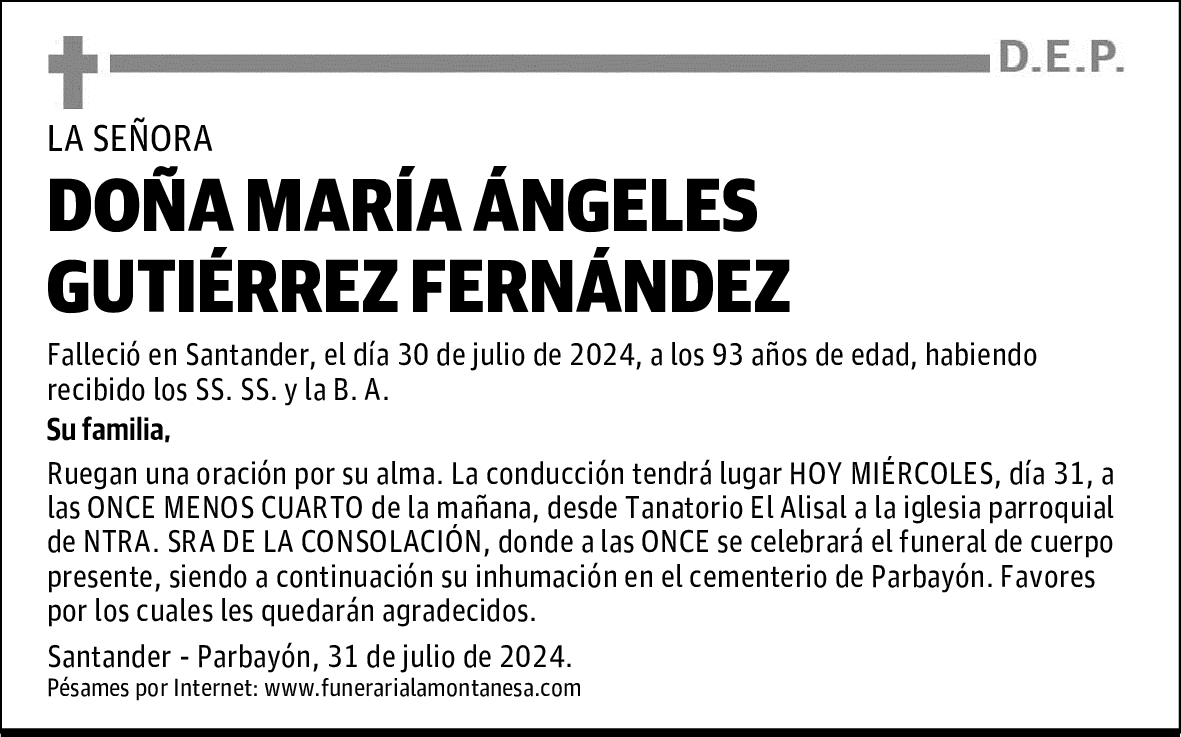 DOÑA MARÍA ÁNGELES GUTIÉRREZ FERNÁNDEZ