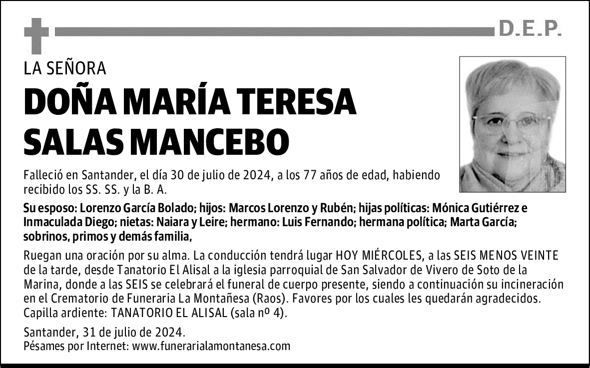 DOÑA MARÍA TERESA SALAS MANCEBO