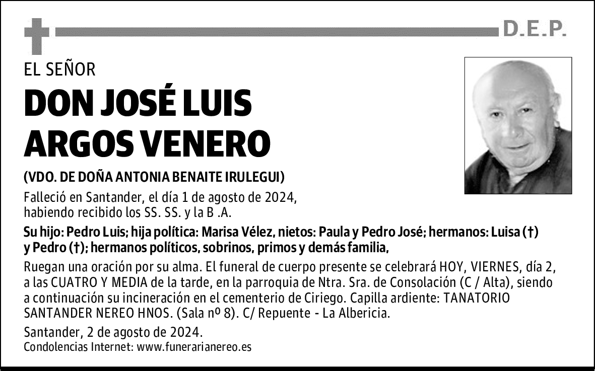 DON JOSÉ LUIS ARGOS VENERO