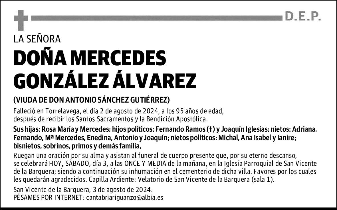 DOÑA MERCEDES GONZÁLEZ ÁLVAREZ