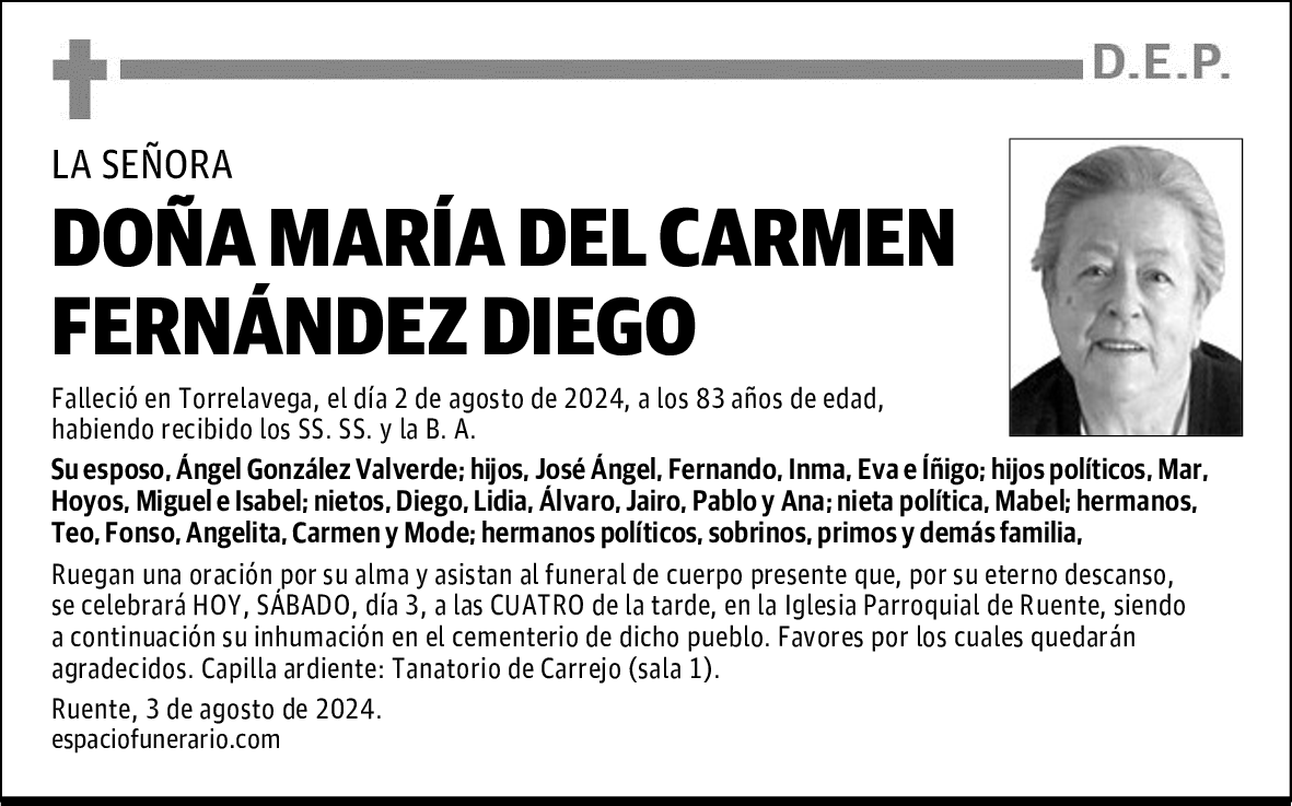DOÑA MARÍA DEL CARMEN FERNÁNDEZ DIEGO