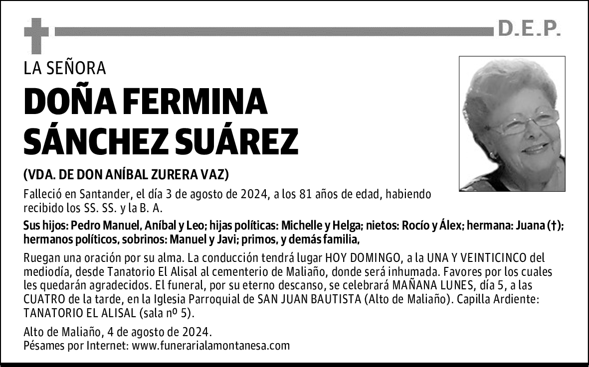 DOÑA FERMINA SÁNCHEZ SUÁREZ