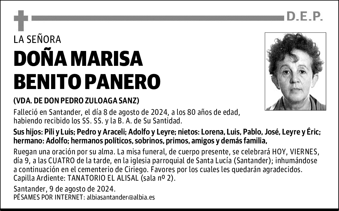 DOÑA MARISA BENITO PANERO