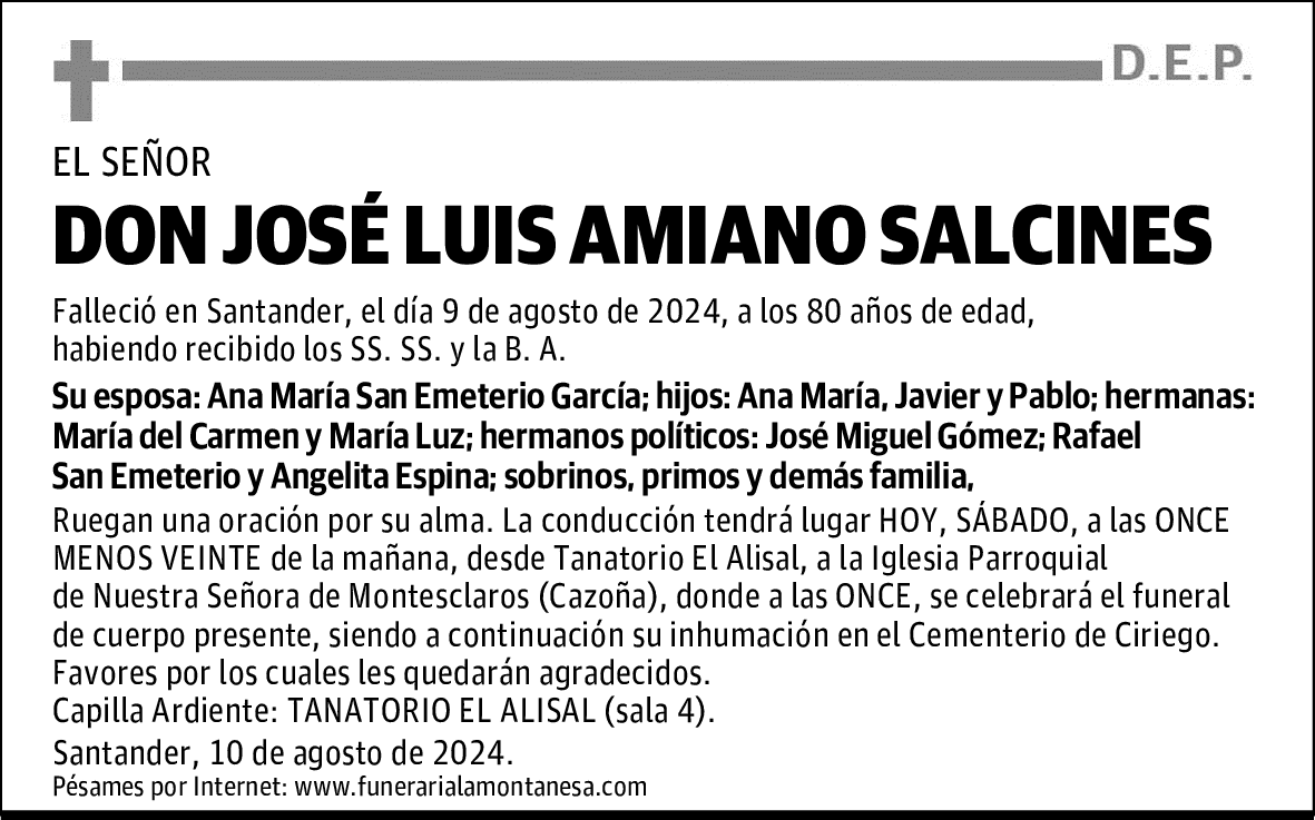 DON JOSÉ LUIS AMIANO SALCINES