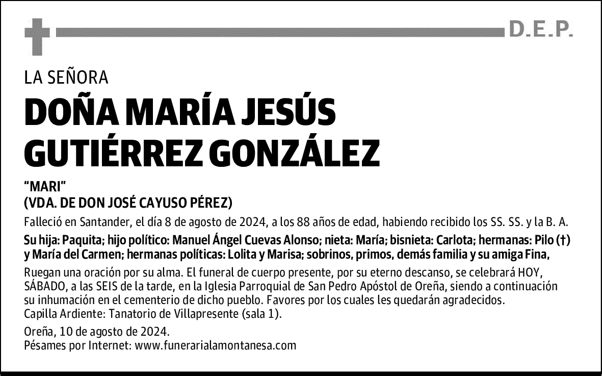 DOÑA MARÍA JESÚS GUTIÉRREZ GONZÁLEZ