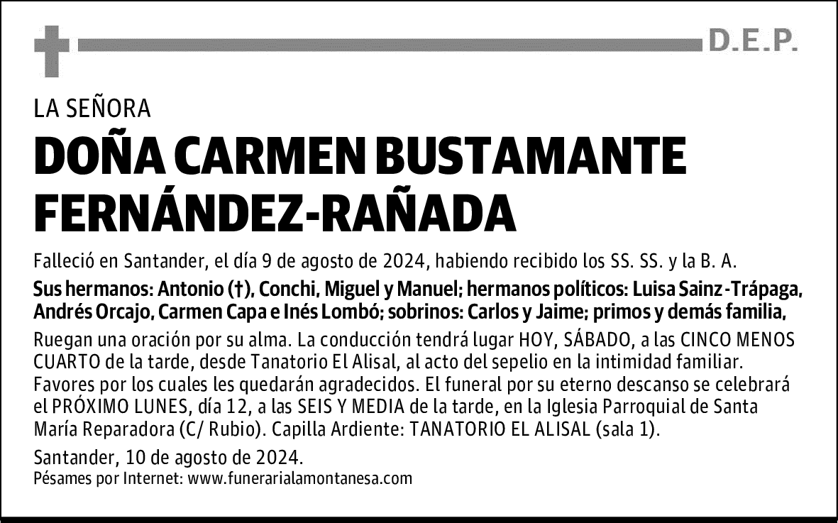 DOÑA CARMEN BUSTAMANTE FERNÁNDEZ-RAÑADA