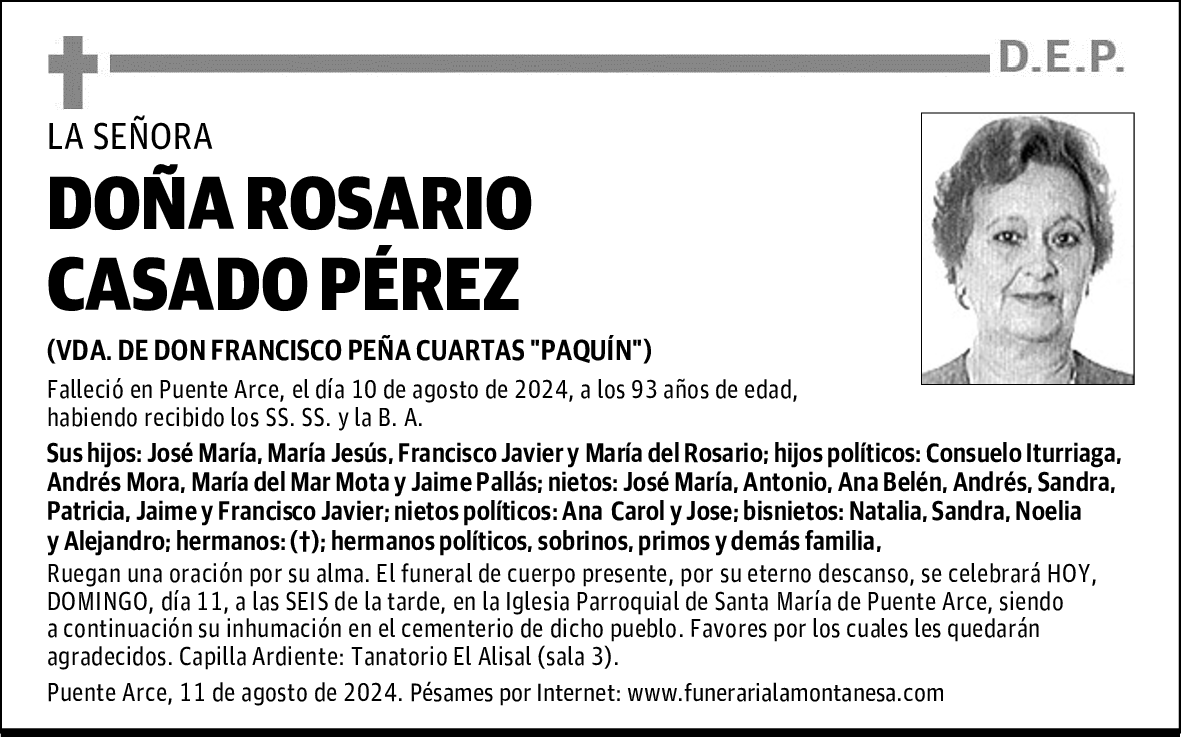 DOÑA ROSARIO CASADO PÉREZ