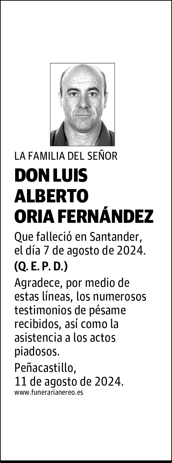 DON LUIS ALBERTO ORIA FERNÁNDEZ