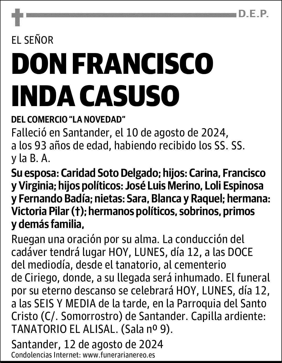 DON FRANCISCO INDA CASUSO