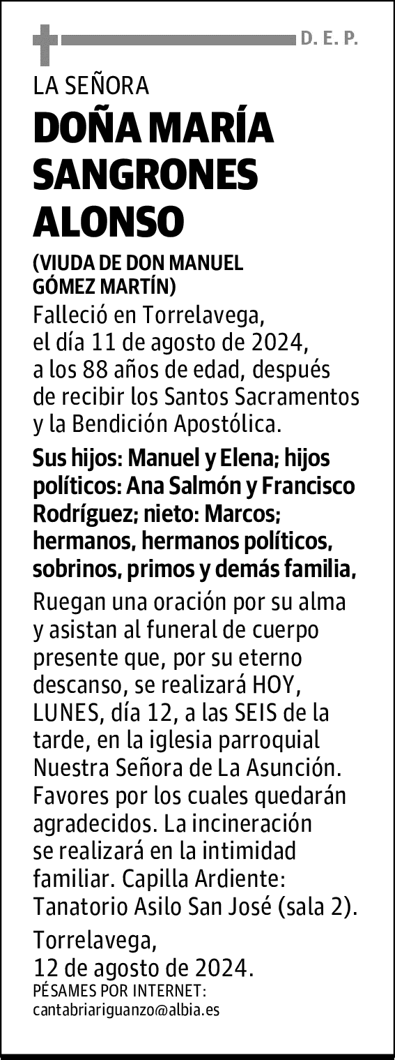 DOÑA MARÍA SANGRONES ALONSO