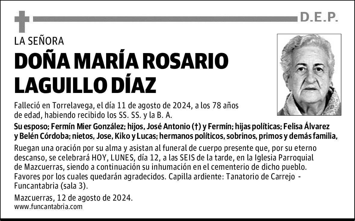 DOÑA MARÍA ROSARIO LAGUILLO DÍAZ