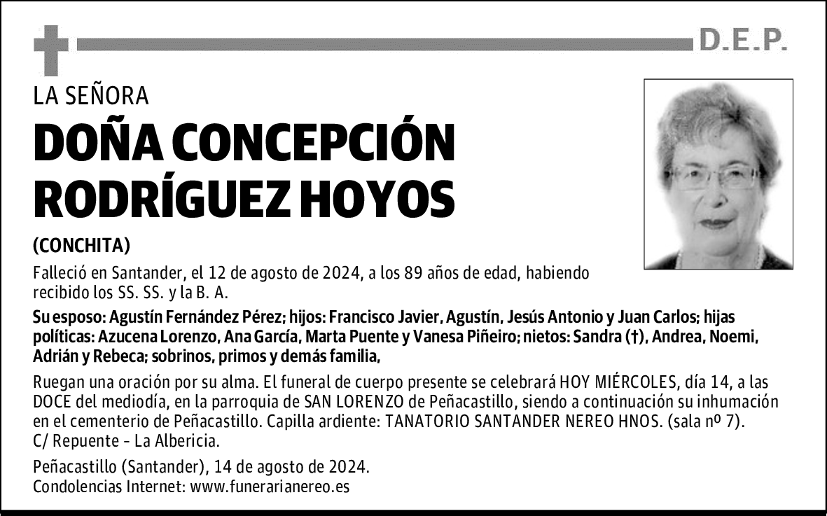 DOÑA CONCEPCIÓN RODRÍGUEZ HOYOS
