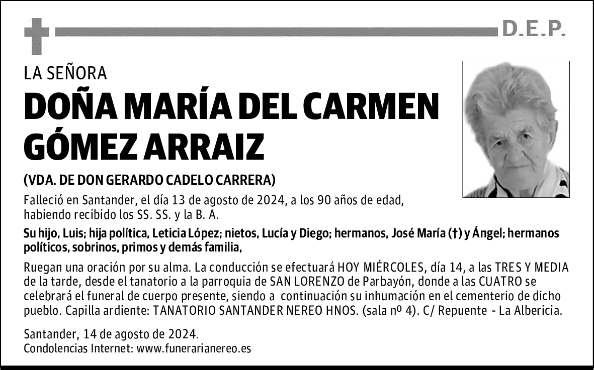 DOÑA MARÍA DEL CARMEN GÓMEZ ARRAIZ