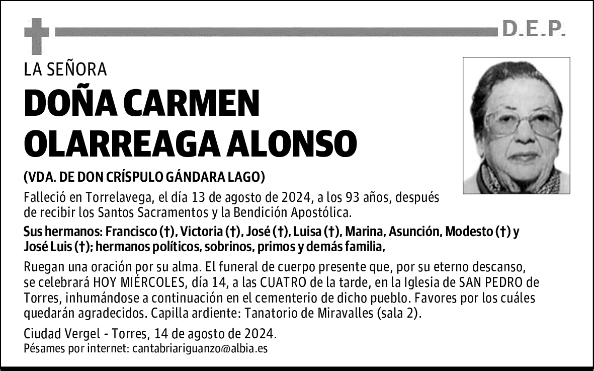 DOÑA CARMEN OLARREAGA ALONSO