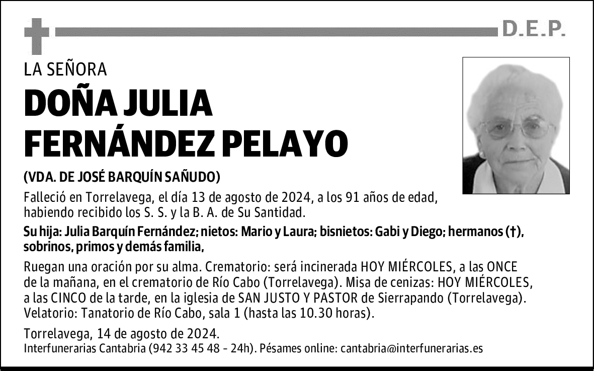 DOÑA JULIA FERNÁNDEZ PELAYO