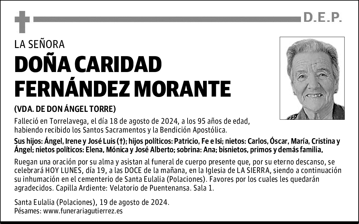 DOÑA CARIDAD FERNÁNDEZ MORANTE