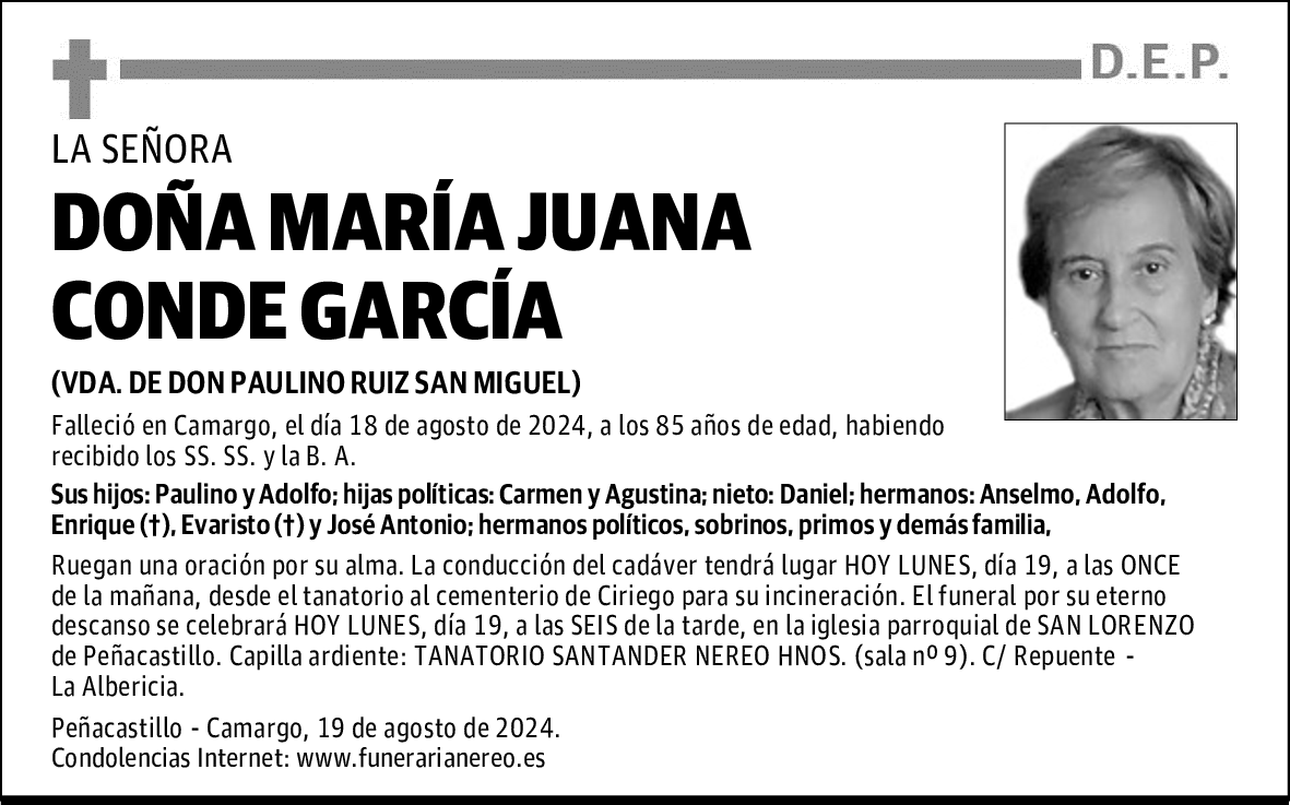 DOÑA MARÍA JUANA CONDE GARCÍA