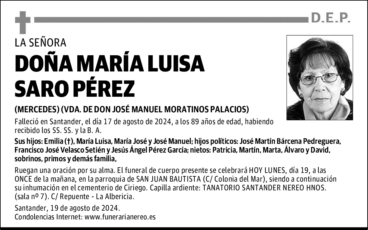 DOÑA MARÍA LUISA SARO PÉREZ