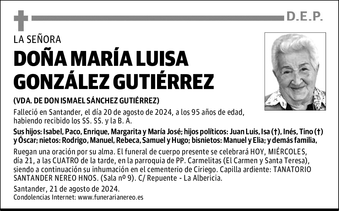 DOÑA MARÍA LUISA GONZÁLEZ GUTIÉRREZ