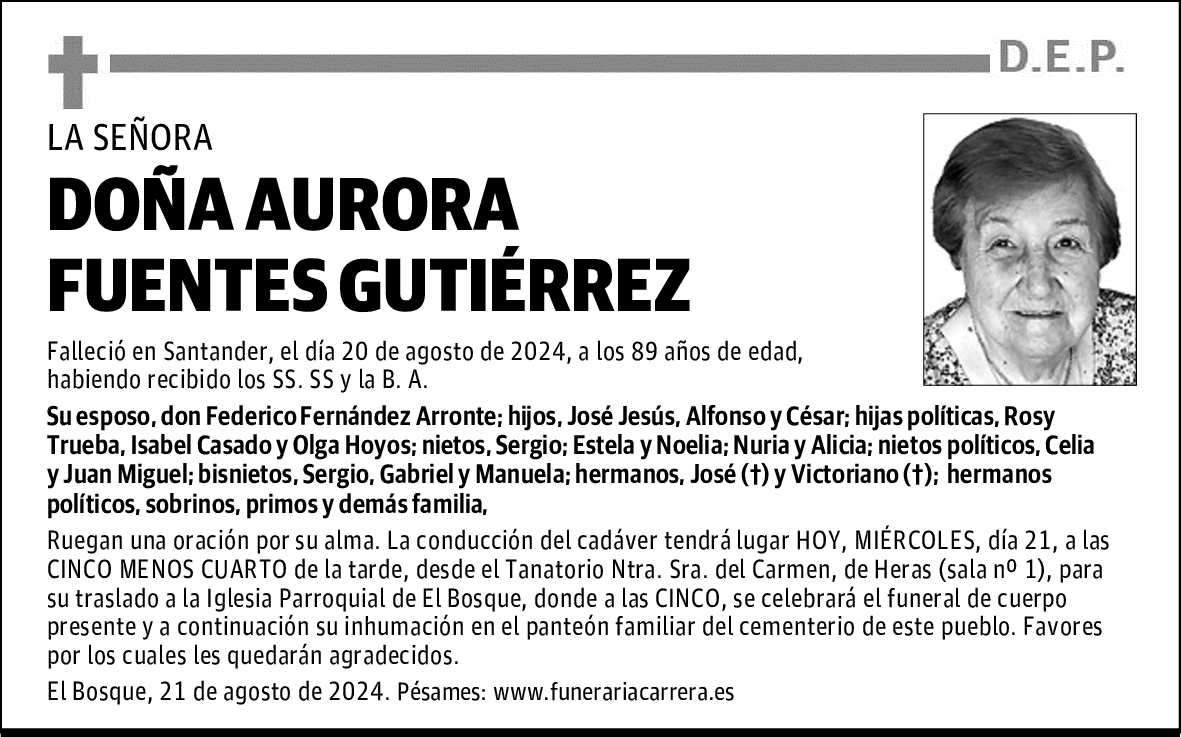 DOÑA AURORA FUENTES GUTIÉRREZ