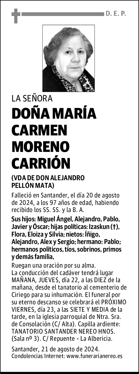 DOÑA MARÍA CARMEN MORENO CARRIÓN