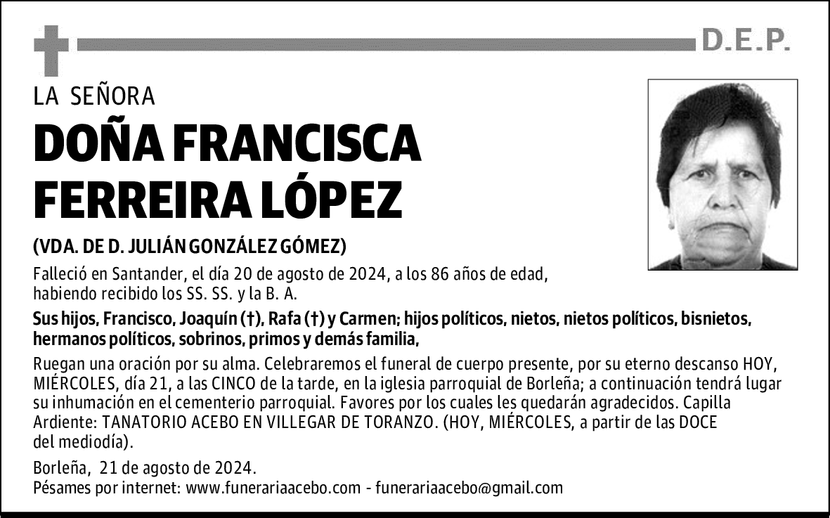 DOÑA FRANCISCA FERREIRA LÓPEZ