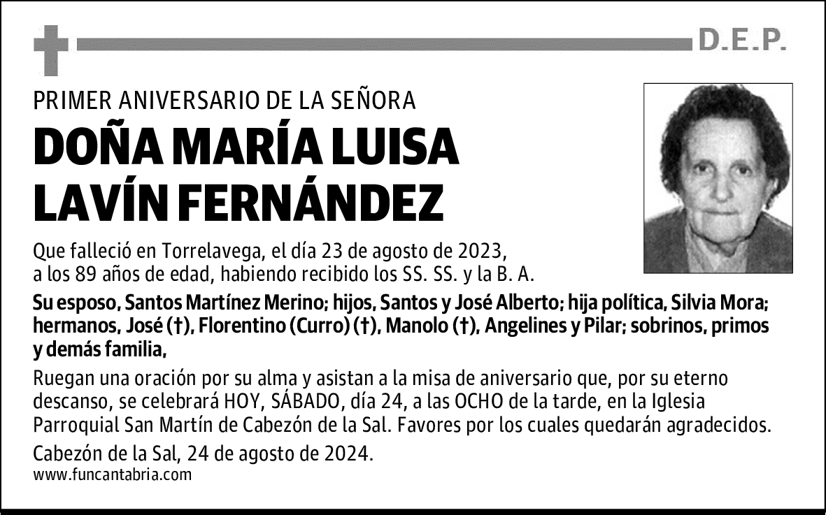 DOÑA MARÍA LUISA LAVÍN FERNÁNDEZ
