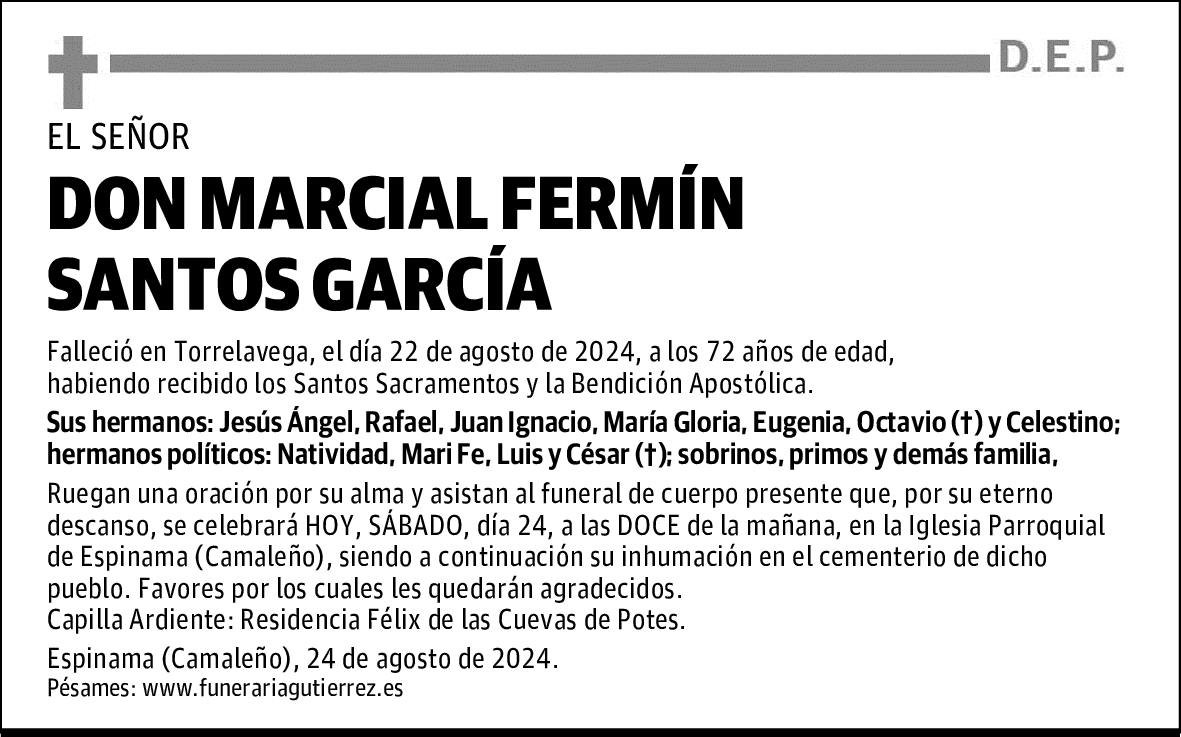 DON MARCIAL FERMÍN SANTOS GARCÍA